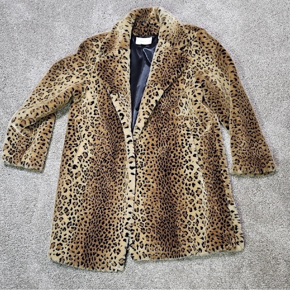 Leopard Print Faux Fur Coat